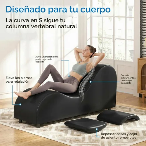 Vista 3 de Mjkone Elegante silla de yoga, tumbona curvada para adultos, color negro