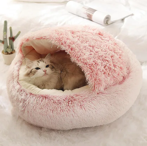 Vista 6 de Cama de Capullo Acogedora para Mascotas, Cama de Rincón Acogedora para Perros, Cama de Peluche de Invierno para Mascotas, Cama de Capullo Acogedora