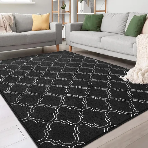 Vista 21 de Chicrug - Alfombra geométrica moderna de 2 x 6 pies para dormitorio o pasillo Negro Geometric