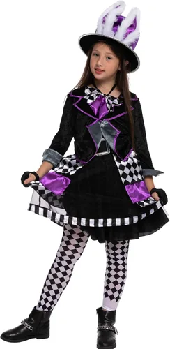 Vista 3 de Spooktacular Creations Disfraz de sombrero loco oscuro para niñas para fiesta de Halloween