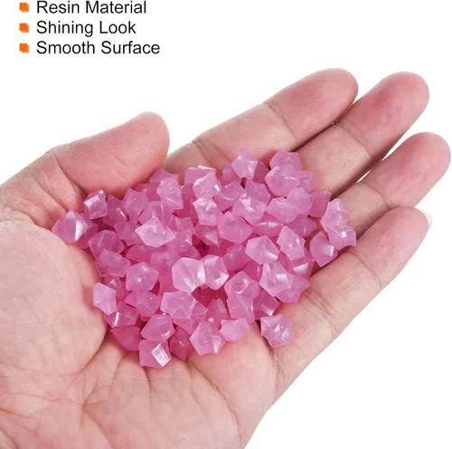 Vista 5 de MECCANIXITY 800 piedras brillantes de 8 a 0.394 in brillantes para decoración en la oscuridad, piedras luminosas, decoración de bricolaje rosa