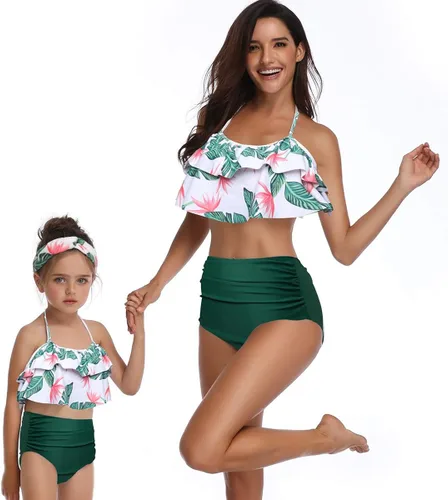 Vista 6 de Baby Girls Bikini Swimsuit Set Family Matching Mother Girl Swimwear Baithing Suit