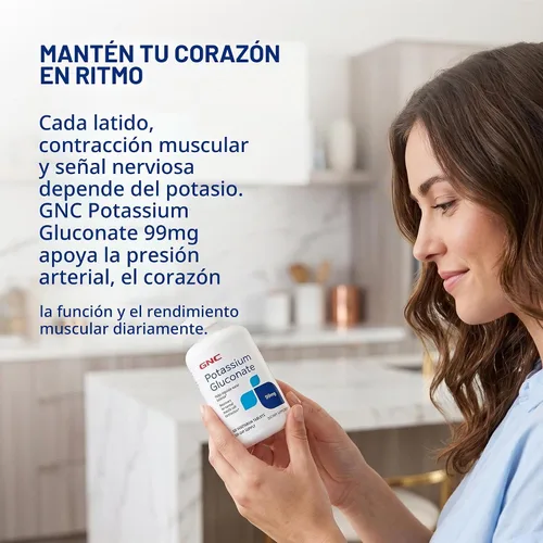 Vista 7 de GNC Gluconato de potasio 99 mg, 100 tabletas, apoya la función muscular Mineral esencial que ayuda a regular el equilibrio hídrico y apoya