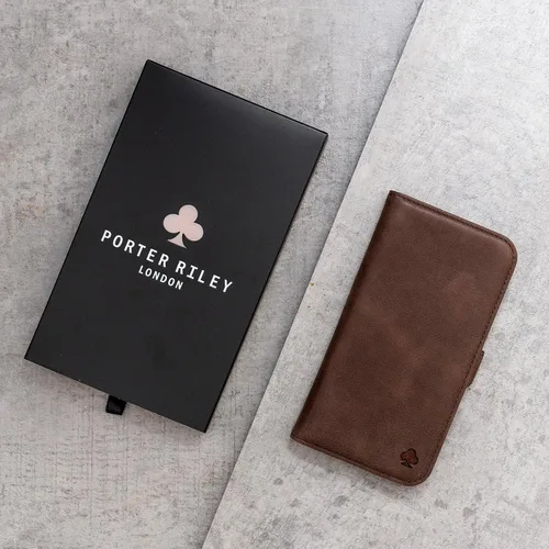 Vista 5 de Porter Riley - Funda de cuero para Samsung Galaxy S23. Funda de cuero genuino premium con soporte/cartera/cubierta (marrón chocolate)
