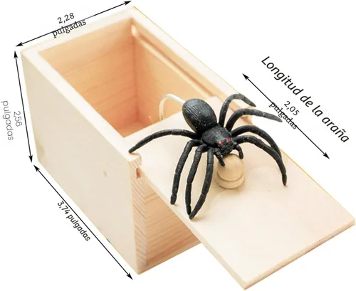 Vista 2 de Winbar Caja de Trucos de Araña de Goma, Caja Sorpresa de Trucos de Madera Hecha a Mano con Araña Oculta en Una Caja, Juguetes de Trucos para Adultos
