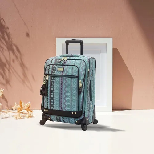 Vista 9 de Steve Madden Colección de equipajes de diseñador, 3 piezas Softside expansible ligero, juego de viaje incluye bolsa debajo del asiento, 20 pulgadas