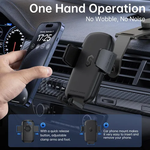 Vista 6 de SYNCWIRE Soporte de teléfono para coche para tablero universal [súper estable] Soporte de teléfono para coche con brazo plegable de aleación