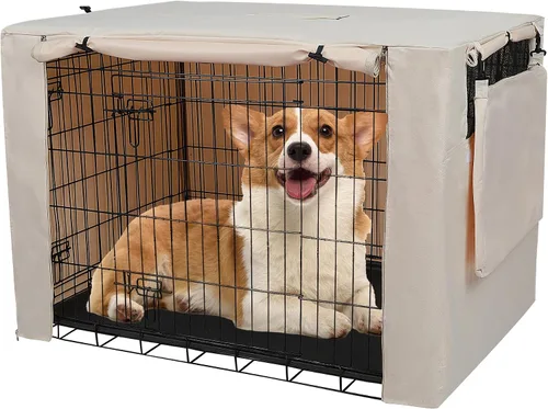 Vista 13 de Deblue Funda para jaula de perro de 24 pulgadas con bolsa de almacenamiento, funda de poliéster resistente para perreras de mascotas, ajuste