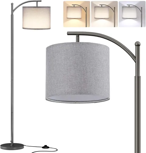 Vista 18 de SUNMORY Lámpara de pie de arco, lámpara de pie moderna con bombilla de 9W y 3 temperaturas de color, lámparas de pie de metal con pantalla colgante