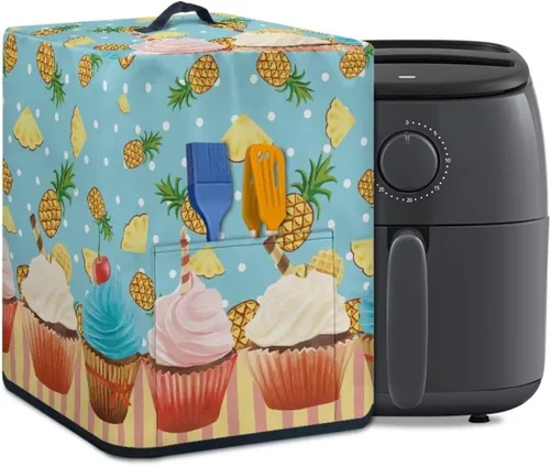 Vista 2 de Cubierta cuadrada para freidora de aire, accesorios para freidora de aire con bolsillo para accesorios para freidora de aire de 5 a 6 cuartos