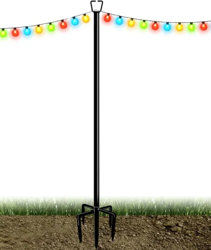 Vista 10 de Queension Postes de luz de base de tierra de 10 pies para tira de luces al