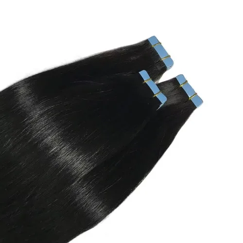Vista 4 de Extensiones de cabello con cinta invisible atada a mano, extensiones de cabello humano con cinta adhesiva natural, extensión de doble trazado