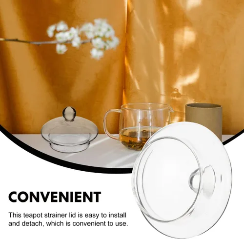 Vista 5 de Samlee Paquete de 2 tapas de repuesto para teteras de cristal, accesorios transparentes para teteras con cubierta de colador para teteras de cocina