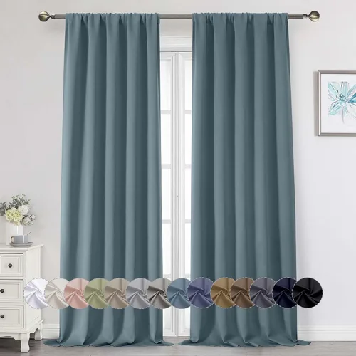 Vista 149 de Cortinas opacas para dormitorio, sala de estar, juego de 2 paneles de 54 pulgadas de largo, cortinas de oscurecimiento de habitación con aislamiento