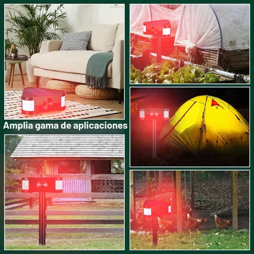 Vista 5 de Qualirey Paquete de 4 alarmas solares de 360° con sensor de movimiento para exteriores, 4 modos de disuasión ultrasónica de animales con 3 sirenas