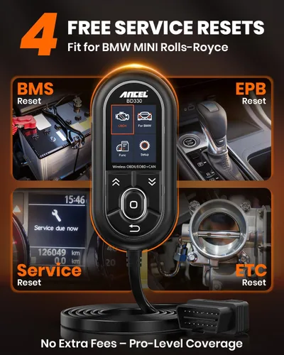 Vista 4 de ANCEL BD330 OBD2 Escáner Bluetooth (Actualizado BD310 para BMW) Herramienta de diagnóstico de sistema completo con registro de batería, función