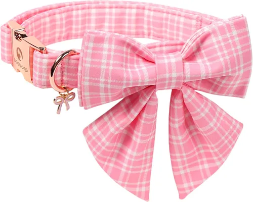 Vista 43 de DOGWONG Collar de otoño para perro con lazo, collar de moño para perro de Acción de Gracias, collar ajustable de algodón de otoño con hoja de arce