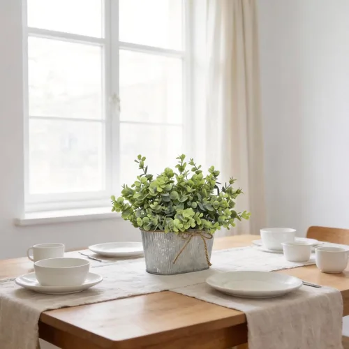 Vista 3 de Plantas artificiales de eucalipto para centro de mesa, plantas rústicas en maceta para decoración del hogar de granja, vegetación artificial