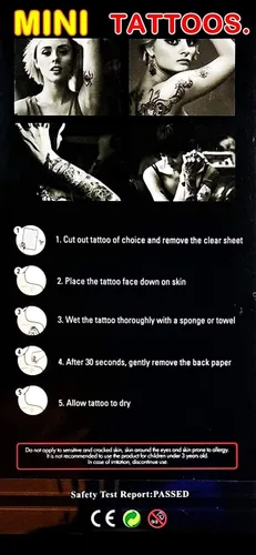 Vista 4 de Mini tatuajes de 2 hojas de hongos lindos bohemios, hippie, retro, amor, paz, caricaturas, impermeables, temporales, tatuajes falsos, arte corporal