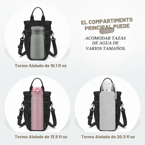 Vista 3 de Bolsa grande para botella de agua de 32/40/42/64 onzas, bolsa cruzada con cordón casual para taza de agua
