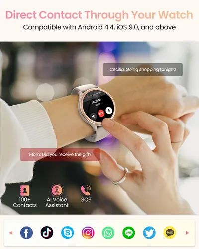 Vista 2 de Smart Watches for Women Gifts (Answer/Make Calls) for Android Phones iPhone Compatible, 2024 Christmas Birthday Gifts for Women Men 7/24 Fitness