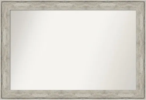 Vista 428 de Amanti Art Espejo de baño plateado para sobre el fregadero, 28 x 37 pulgadas, elegante espejo rectangular de peltre cepillado, marco de madera