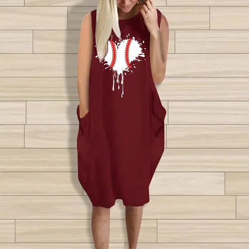 Vista 2 de Ke1Clo Summer Dresses for Women The Fashion Women's Summer Plus Size Casual Loose Pocket Sexy Printed Dress