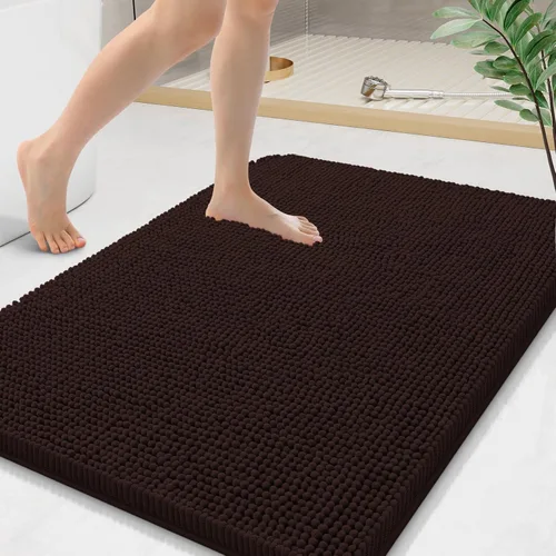 Vista 180 de Arotive Alfombras de baño de felpilla extrasuaves y absorbentes, de 24 x 16 pulgadas, lavables a máquina, parte trasera de goma antideslizante