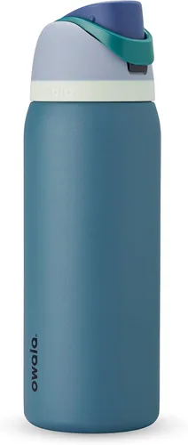 Vista 2 de Owala FreeSip - Paquete de botella de agua aislada de 40 onzas con accesorios de cepillo de limpieza (azul/verde azulado)