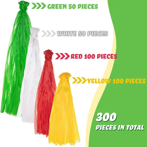 Vista 3 de Shappy 300 piezas de malla reutilizable de nailon con cierres estilo bucle, red de malla de nailon reutilizable de cebolla, juguetes de comestibles