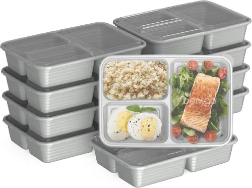 Vista 9 de Bentgo Prep - 20 piezas de contenedores reutilizables de 3 compartimentos para preparar comidas con tapas, materiales libres de PFAS y BPA