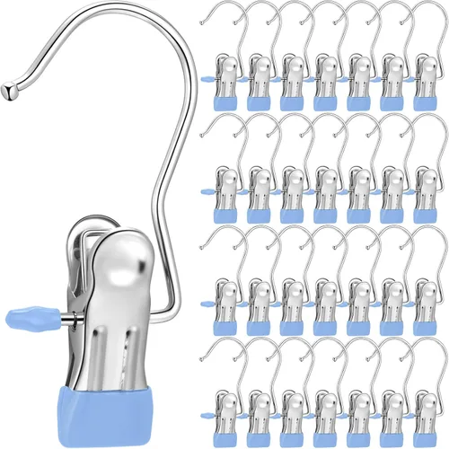 Vista 13 de Yinder Ganchos Colgadores para Botas Clips Ganchos de Lavandería Colgantes de Acero Inoxidable Pinzas para Ropa Colgadores Portátiles para Armario