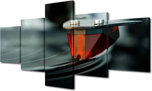 Vista 22 de Lienzo decorativo para pared, diseño de DJ Music Mixes the Track HD impreso en pinturas, 5 piezas de imágenes abstractas para sala de estar, obra