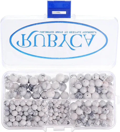 Vista 13 de RUBYCA Caja organizadora de cuentas sueltas redondas de turquesa africana natural, fabricación de joyas, tamaños mixtos