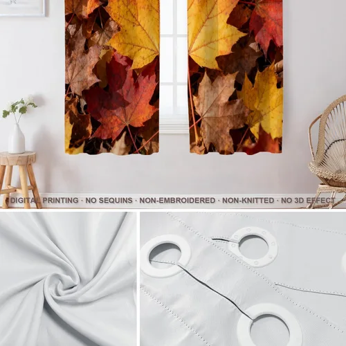 Vista 466 de Shrahala Orange Autumn Autumn Blackout Curtain Tiers, Fall Kitchen Valance Light Blocking Tier Drapes with Rod Pocket, 2 Pack 26 X 24 in
