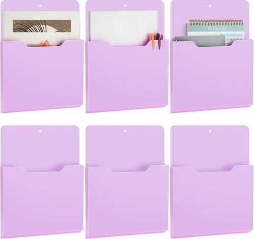 Vista 8 de Epakh Paquete de 6 soportes magnéticos para archivos, organizador de papel magnético montado en la pared, bolsillos de almacenamiento para revistas