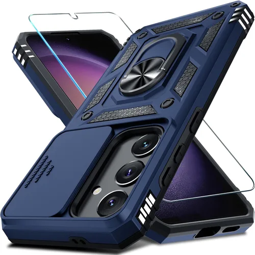 Vista 54 de Janmitta Compatible con Samsung Galaxy S24 FE Funda con Cubierta Deslizante Integrada para Lente de Cámara+Protector de Pantalla+Soporte de Anillo