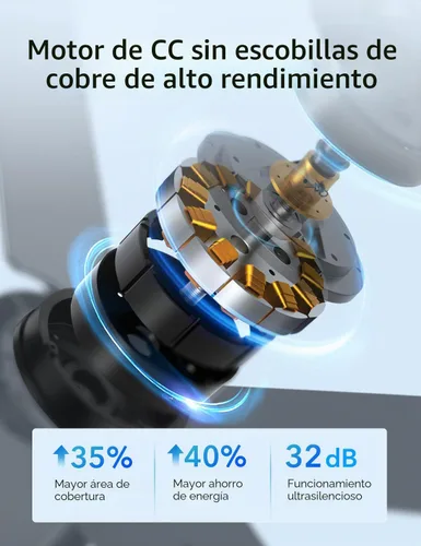 Vista 2 de Ventiladores de techo de 42 pulgadas con luces y control remoto, ventilador de techo negro con 5 aspas, motor DC reversible de 6 velocidades, LED