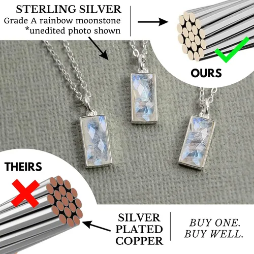 Vista 3 de HOPE LOVE SHINE New Beginnings Rainbow Moonstone Sterling Silver Necklace for Women