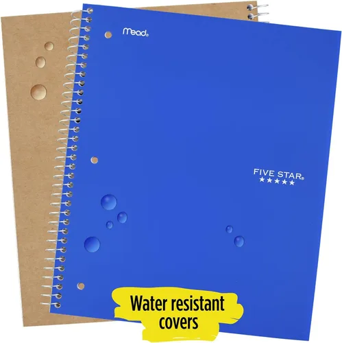 Vista 5 de Five Star Cuaderno de alambre, 1 materia, 100 unidades, regla ancha, azul rey (72023)