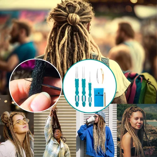 Vista 8 de Yarniss Ganchos de ganchillo para rastas con mango ergonómico, aguja de ganchillo para cabello de 0.75mm para trenza Loc