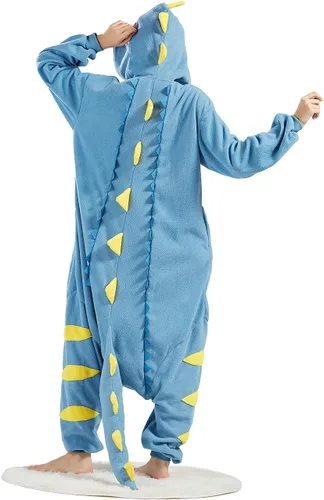 Vista 7 de DELEY Women Men Halloween Onesie Adult Pajamas Animal Cosplay Costume Homewear Sleepwear Jumpsuit,Tyrannosaurus