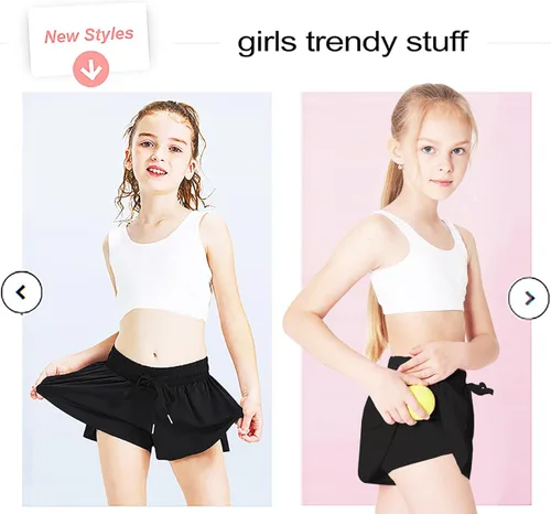 Vista 3 de Pantalones cortos de mariposa para niñas con forro de elastano, pantalones cortos de mariposa con bolsillo