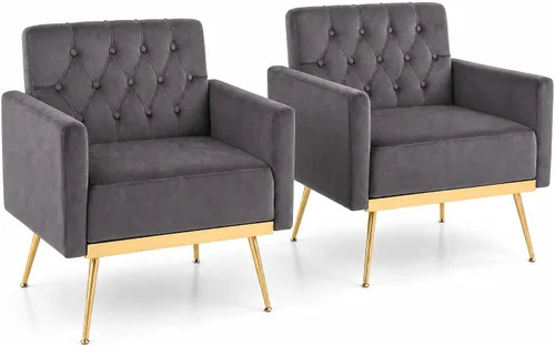 Vista 13 de KOMFOTT Velvet Accent Chair, Modern Tufted Arm Chair (1,Blue)