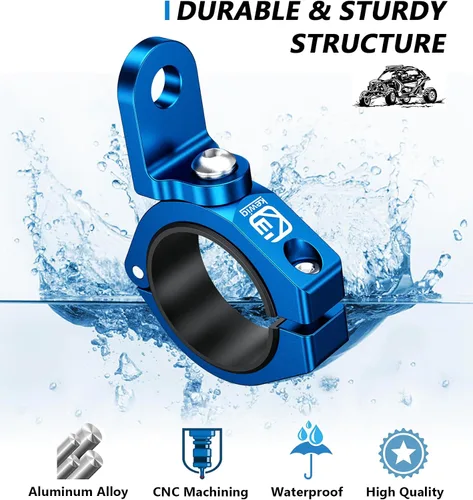 Vista 4 de VAZESWIN - Soporte de luz de látigo UTV, 1 unidad, soporte de montaje de barra de luz LED, azul Sturdy Aluminium Alloy, CNC Machining, 360°