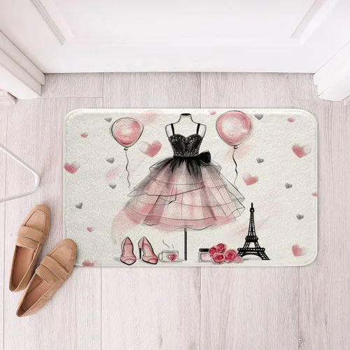 Vista 6 de Alfombras de baño de bailarina para niños, diseño de estrellas y corazones con notas musicales, decoración de habitación de niñas y mujeres