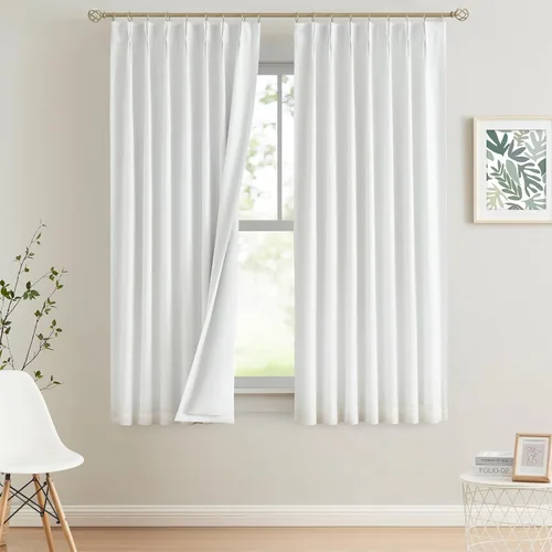 Vista 47 de Vision Home Cortinas marrones con pliegues pinzados, opacas completas, cortinas de ventana de lino mezclado para oscurecer la habitación, cortinas