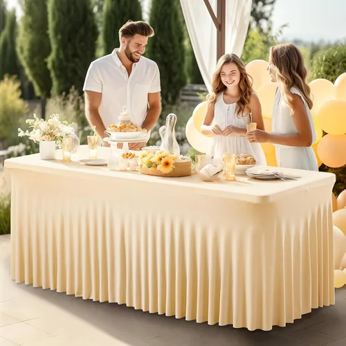 Vista 12 de PARTISKY - Mantel de elastano negro para mesas rectangulares de 4 pies, cubierta de mesa elástica para mesas plegables, bodas, fiestas, banquetes