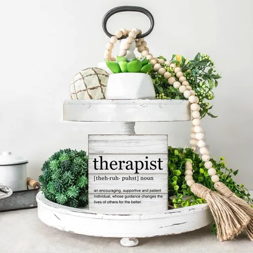 Vista 7 de Terapeuta de regalo Terapeuta Definición Cita Caja de Madera Letrero Decorativo de Madera Letrero Terapeuta Decoración de Oficina para Escritorio