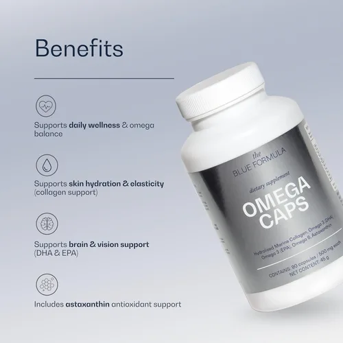 Vista 5 de Suplemento Omega 3 732 mg de colágeno marino hidrolizado Los mejores ácidos grasos esenciales Fórmula premium Apoya la salud del corazón